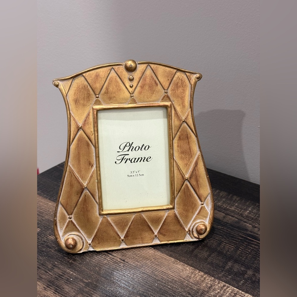 Hand-painted Gold w/Copper Wash Tabletop Picture Frame 3.5"x5" Photo